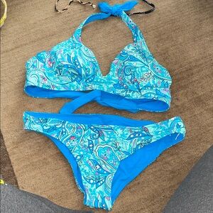 Vera Bradley Reversible Blue Paisley Ella Bikini Set
